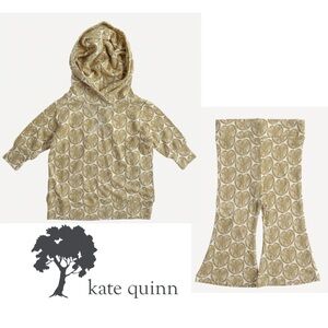 Kate Quinn Essential Skinny Hoodie and Flare Leg Pant Set - Sand Dollar, Size 3T